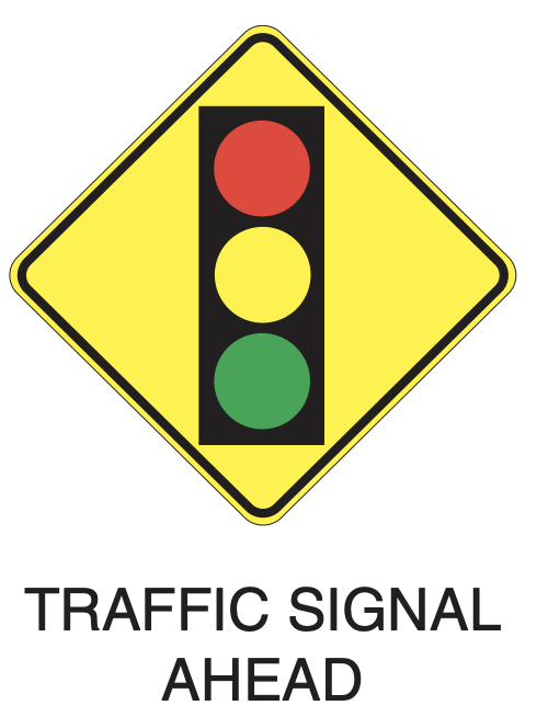 traffic signal ahead, warning sign