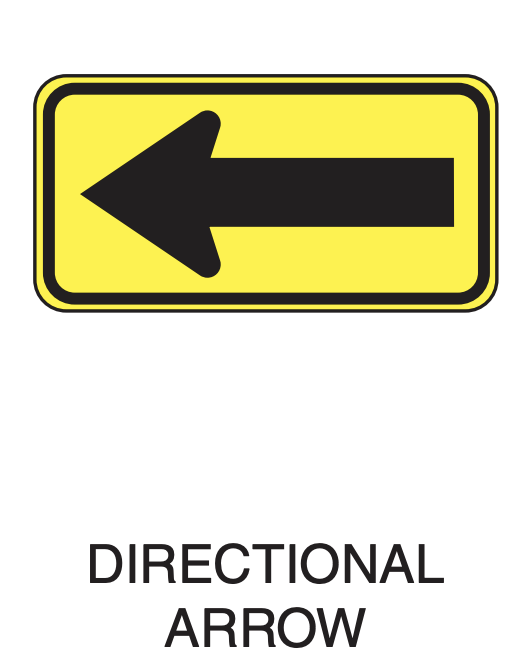 directional arrow, warning sign