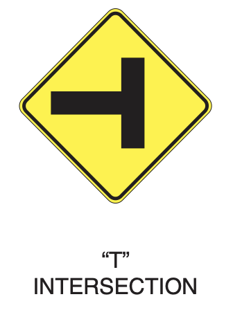 T intersection, warning sign