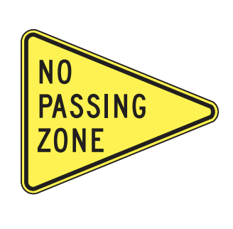 no passing zone, warning sign