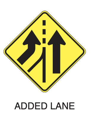 warning sign, added lane