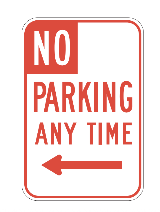 regulatory, no parking any time