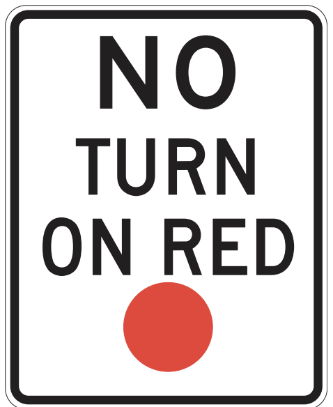 regulatory, no turn on red sign