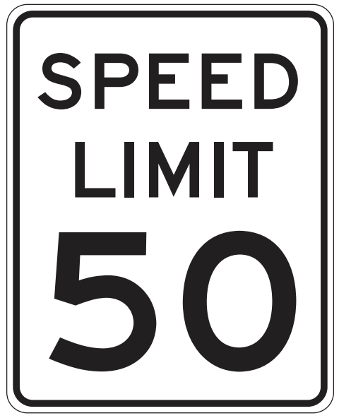 regulatory, speed limit 50