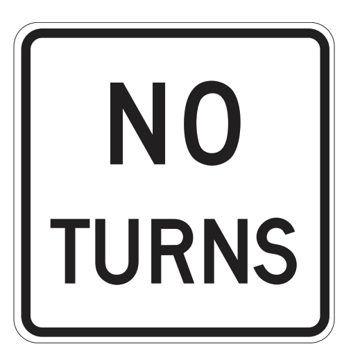 no turn, regulatory signs