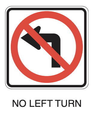 No Left Turn sign