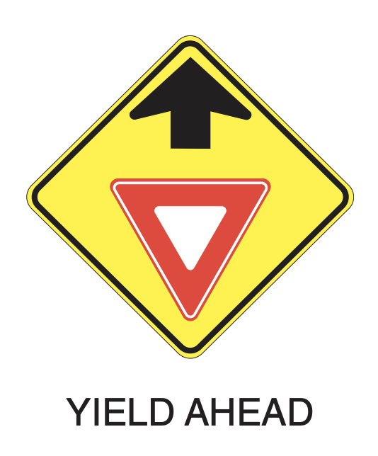 warning sign, yield ahead